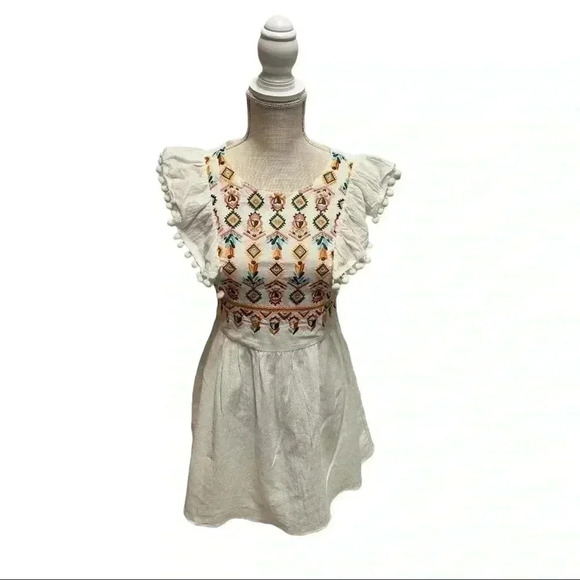 SHEIN  WOMEN’S STUNNING BOHO SMOCK EMBROIDERED DRESS W/ POM POM TRIM•SIZE S• - Picture 2 of 9